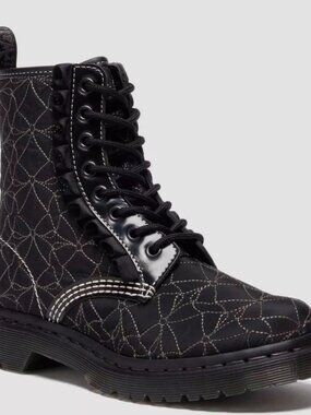 Dr. Martens 1460 Frill Black Ruffle Bow Lace Up Boots Women's Sizes NEW